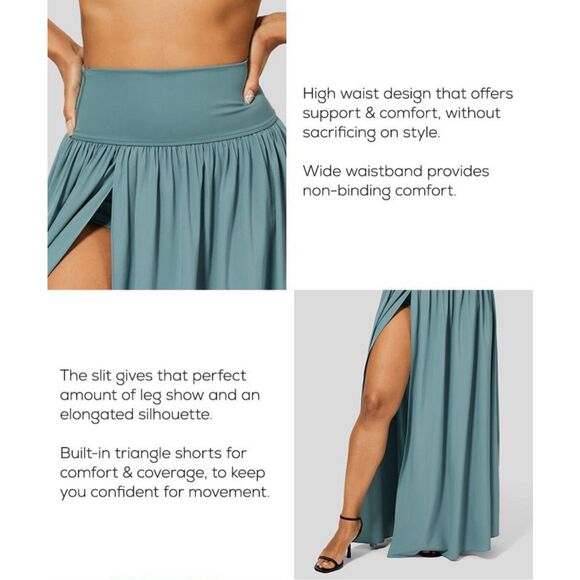 Halara Breezeful High Waisted Plicated Split 2-in-1 Flowy Maxi Casual Skirt Sz L - Picture 10 of 12
